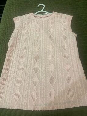 Light Pink Sleeveless Knit Diamond Pattern Top